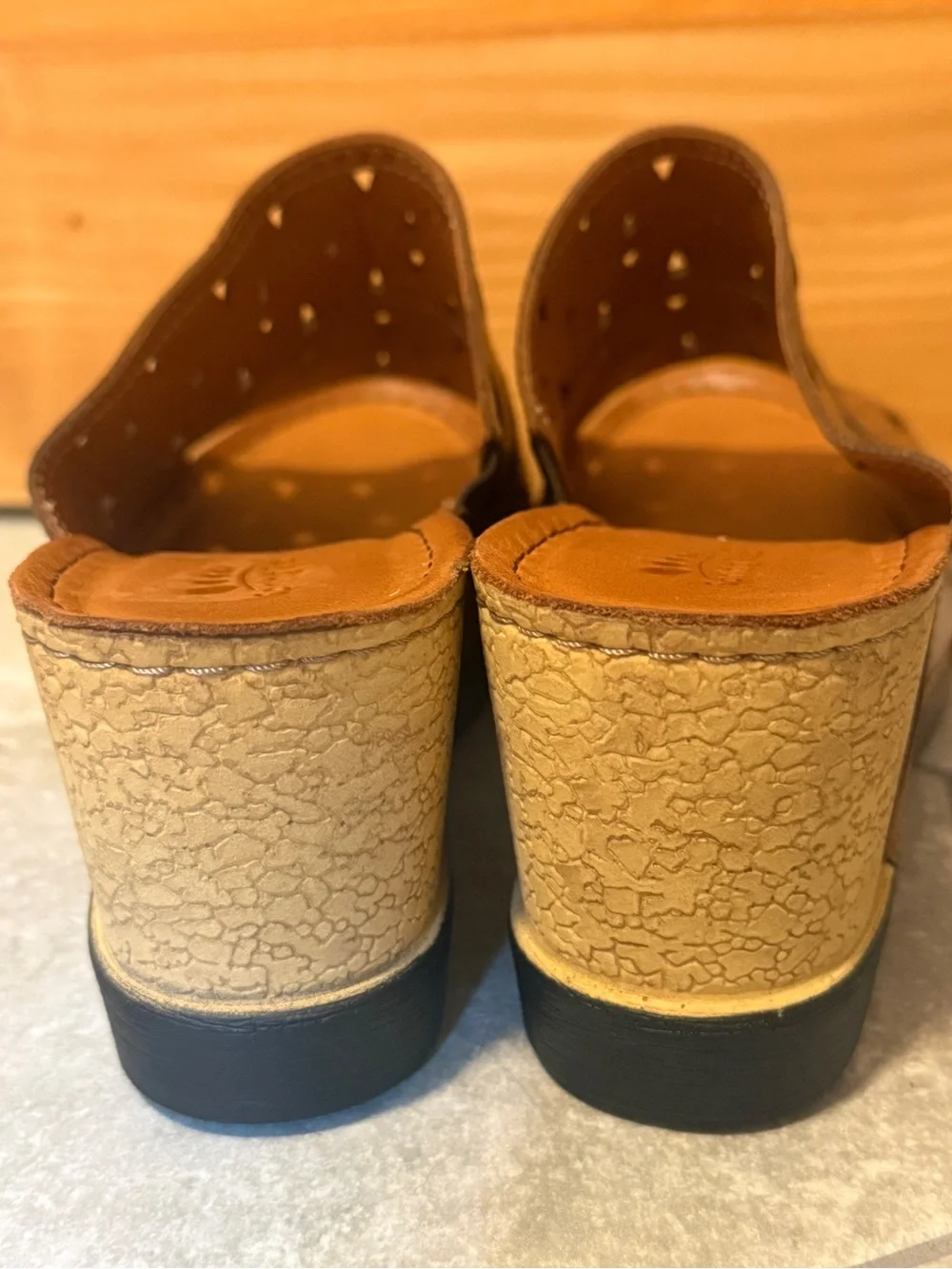 SpringStep NEW Fusawedge Brown Leather Cut Out Cork Sole Wedge Sandals 41/9.5-10